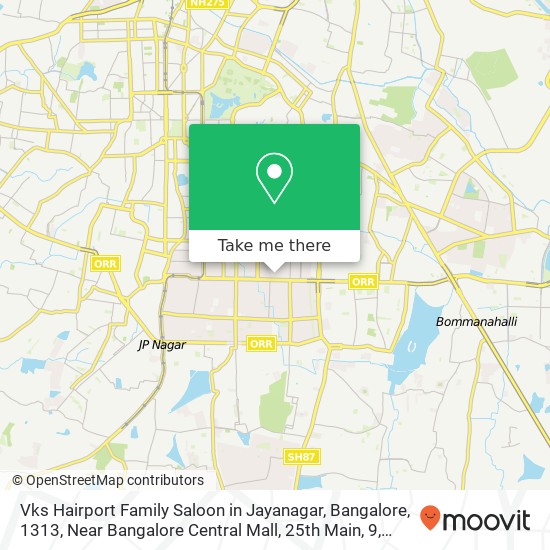 Vks Hairport Family Saloon in Jayanagar, Bangalore, 1313, Near Bangalore Central Mall, 25th Main, 9 map