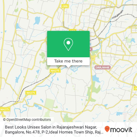 Best Looks Unisex Salon in Rajarajeshwari Nagar, Bangalore, No.478, P-2,Ideal Homes Town Ship, Raja map