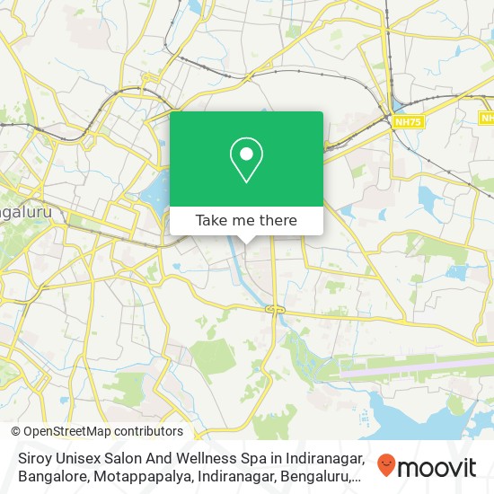 Siroy Unisex Salon And Wellness Spa in Indiranagar, Bangalore, Motappapalya, Indiranagar, Bengaluru map