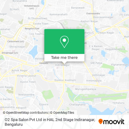 O2 Spa Salon Pvt Ltd in HAL 2nd Stage Indiranagar map