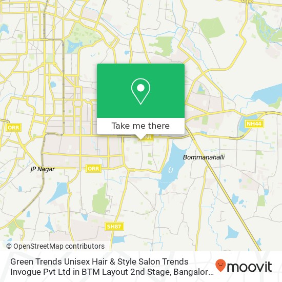 Green Trends Unisex Hair & Style Salon Trends Invogue Pvt Ltd in BTM Layout 2nd Stage, Bangalore, 2 map