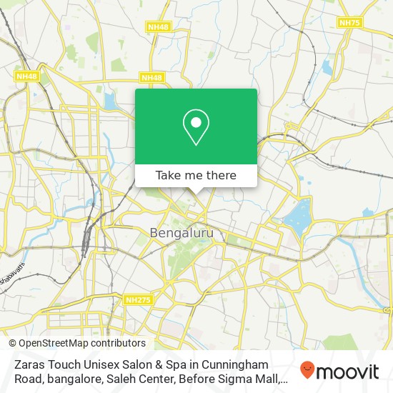 Zaras Touch Unisex Salon & Spa in Cunningham Road, bangalore, Saleh Center, Before Sigma Mall, Behi map