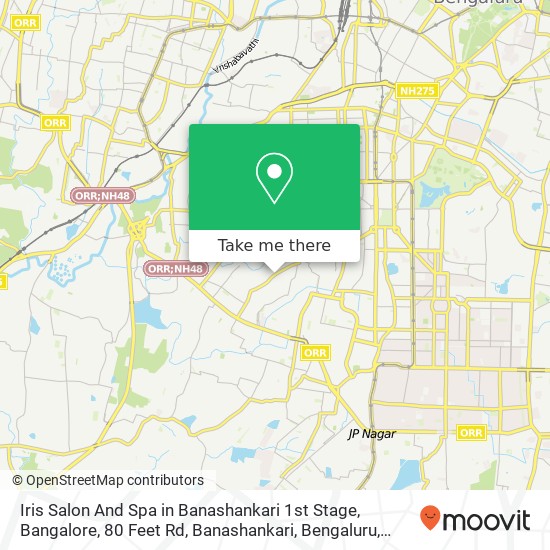 Iris Salon And Spa in Banashankari 1st Stage, Bangalore, 80 Feet Rd, Banashankari, Bengaluru, Karna map