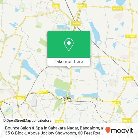 Bounce Salon & Spa in Sahakara Nagar, Bangalore, # 35 G Block, Above Jockey Showroom, 60 Feet Road, map