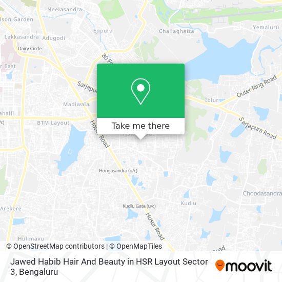 Jawed Habib Hair And Beauty in HSR Layout Sector 3 map