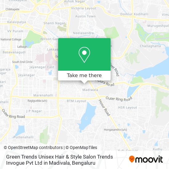 Green Trends Unisex Hair & Style Salon Trends Invogue Pvt Ltd in Madivala map