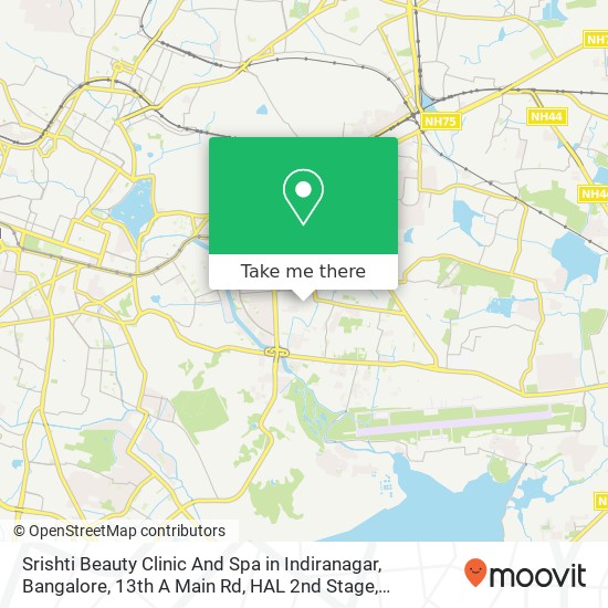 Srishti Beauty Clinic And Spa in Indiranagar, Bangalore, 13th A Main Rd, HAL 2nd Stage, Indiranagar map