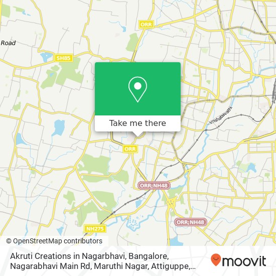 Akruti Creations in Nagarbhavi, Bangalore, Nagarabhavi Main Rd, Maruthi Nagar, Attiguppe, Bengaluru map