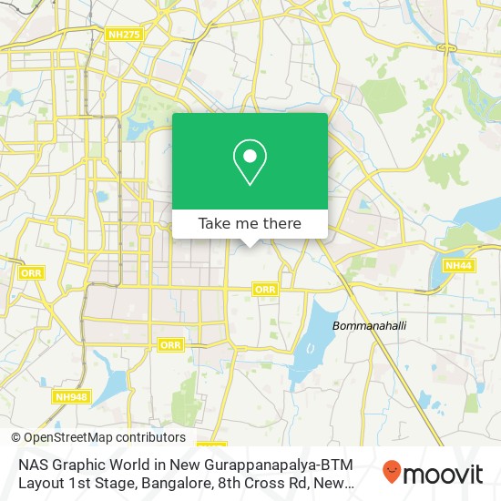 NAS Graphic World in New Gurappanapalya-BTM Layout 1st Stage, Bangalore, 8th Cross Rd, New Gurappan map