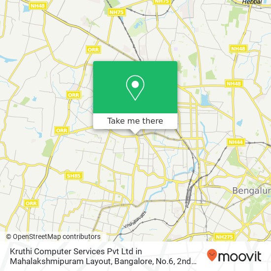 Kruthi Computer Services Pvt Ltd in Mahalakshmipuram Layout, Bangalore, No.6, 2nd Floor, Service Ro map