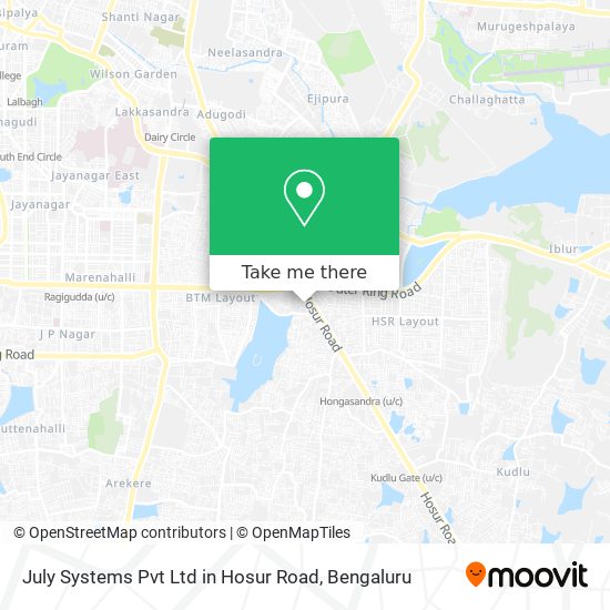 July Systems Pvt Ltd in Hosur Road map