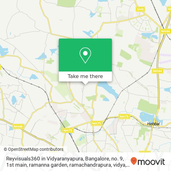 Reyvisuals360 in Vidyaranyapura, Bangalore, no. 9, 1st main, ramanna garden, ramachandrapura, vidya map