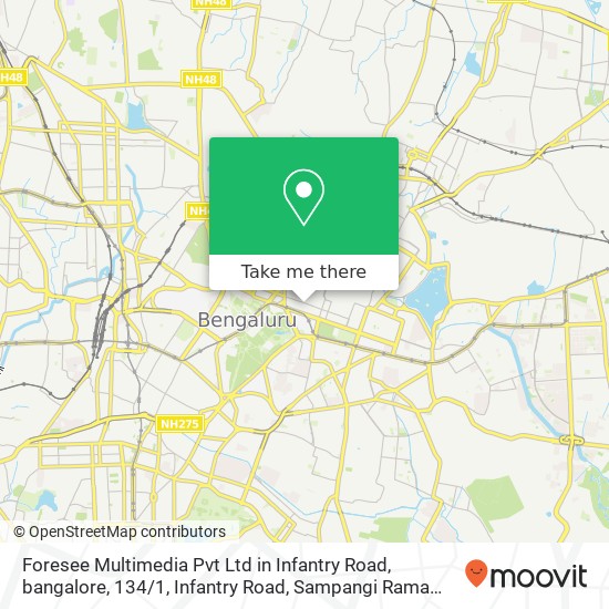 Foresee Multimedia Pvt Ltd in Infantry Road, bangalore, 134 / 1, Infantry Road, Sampangi Rama Nagar, map