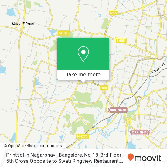 Printsol in Nagarbhavi, Bangalore, No-18, 3rd Floor 5th Cross Opposite to Swati Ringview Restaurant map