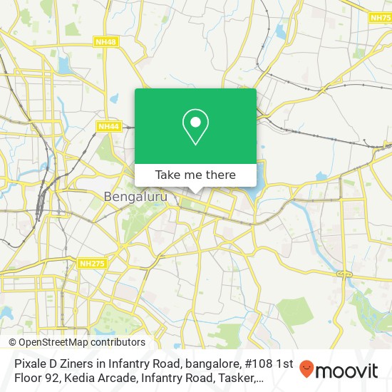 Pixale D Ziners in Infantry Road, bangalore, #108 1st Floor 92, Kedia Arcade, Infantry Road, Tasker map