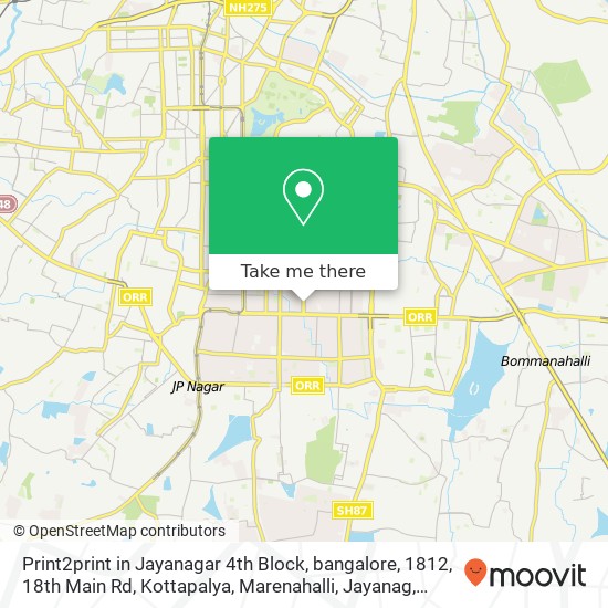 Print2print in Jayanagar 4th Block, bangalore, 1812, 18th Main Rd, Kottapalya, Marenahalli, Jayanag map