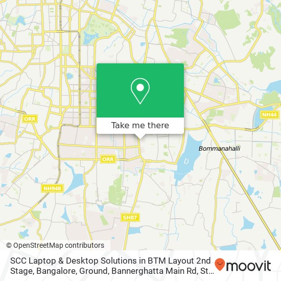 SCC Laptop & Desktop Solutions in BTM Layout 2nd Stage, Bangalore, Ground, Bannerghatta Main Rd, St map
