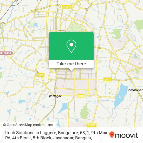 Itech Solutions in Laggere, Bangalore, 68, 1, 9th Main Rd, 4th Block, 5th Block, Jayanagar, Bengalu map