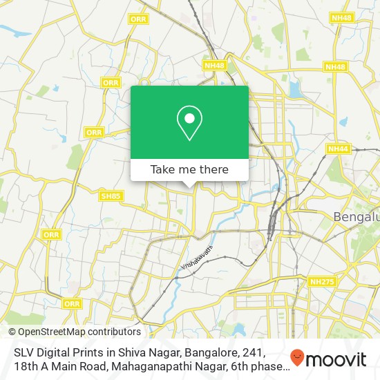 SLV Digital Prints in Shiva Nagar, Bangalore, 241, 18th A Main Road, Mahaganapathi Nagar, 6th phase map