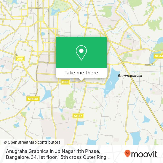 Anugraha Graphics in Jp Nagar 4th Phase, Bangalore, 34,1st floor,15th cross Outer Ring Road,100 ft map