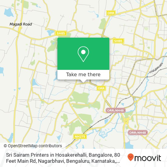 Sri Sairam Printers in Hosakerehalli, Bangalore, 80 Feet Main Rd, Nagarbhavi, Bengaluru, Karnataka, map