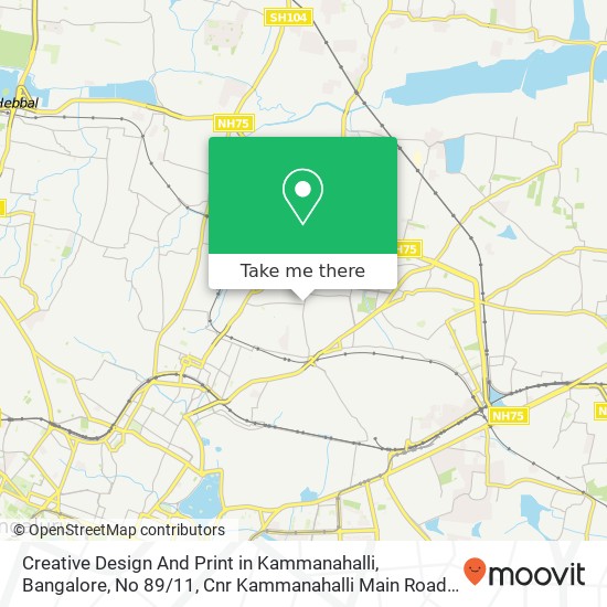 Creative Design And Print in Kammanahalli, Bangalore, No 89 / 11, Cnr Kammanahalli Main Road and Oil map