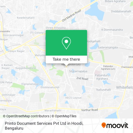 Printo Document Services Pvt Ltd in Hoodi map