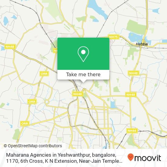 Maharana Agencies in Yeshwanthpur, bangalore, 1170, 6th Cross, K N Extension, Near-Jain Temple Yesh map