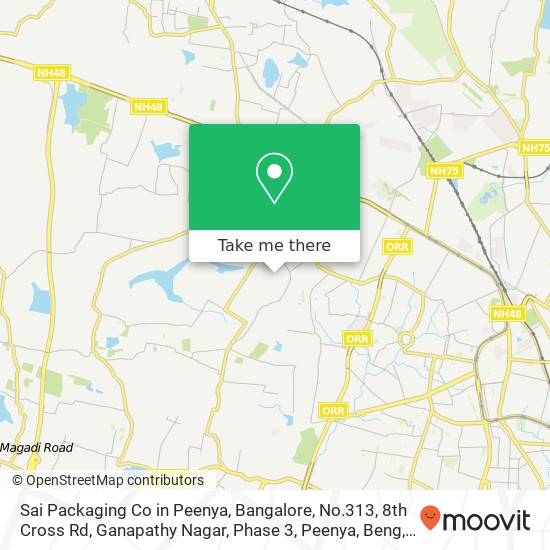 Sai Packaging Co in Peenya, Bangalore, No.313, 8th Cross Rd, Ganapathy Nagar, Phase 3, Peenya, Beng map