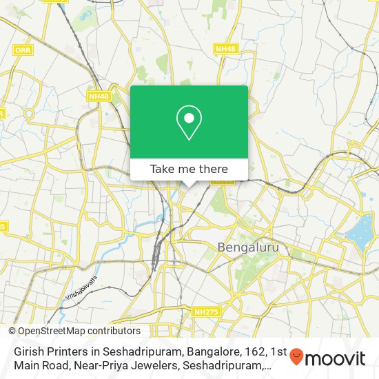 Girish Printers in Seshadripuram, Bangalore, 162, 1st Main Road, Near-Priya Jewelers, Seshadripuram map