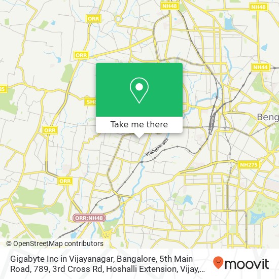 Gigabyte Inc in Vijayanagar, Bangalore, 5th Main Road, 789, 3rd Cross Rd, Hoshalli Extension, Vijay map