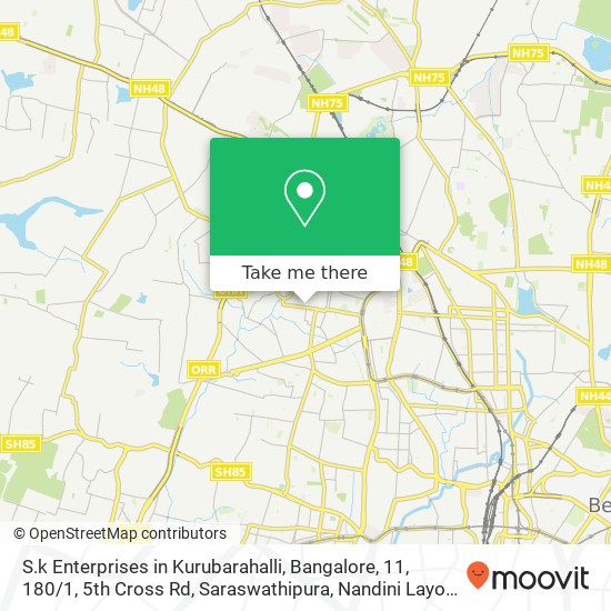S.k Enterprises in Kurubarahalli, Bangalore, 11, 180 / 1, 5th Cross Rd, Saraswathipura, Nandini Layou map
