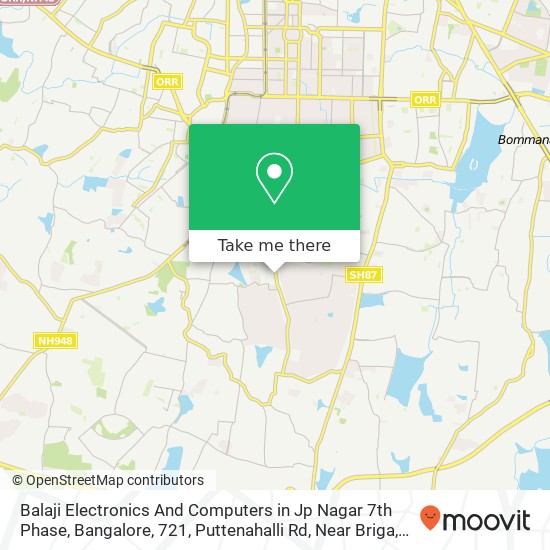 Balaji Electronics And Computers in Jp Nagar 7th Phase, Bangalore, 721, Puttenahalli Rd, Near Briga map