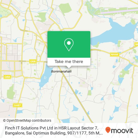 Finch IT Solutions Pvt Ltd in HSR Layout Sector 7, Bangalore, Sai Optimus Building, 907 / 1177, 5th M map