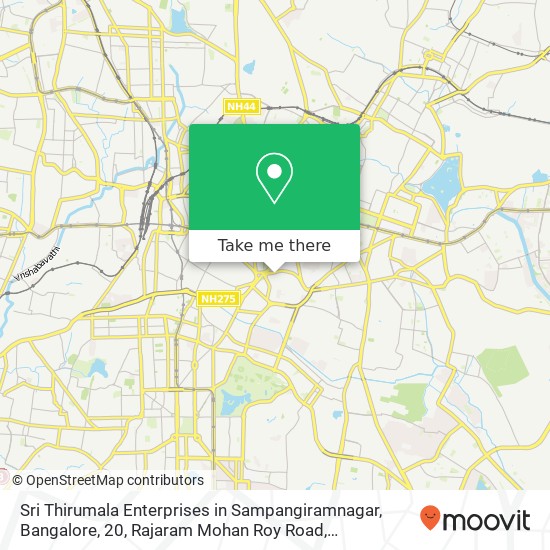 Sri Thirumala Enterprises in Sampangiramnagar, Bangalore, 20, Rajaram Mohan Roy Road, Sampangirama map