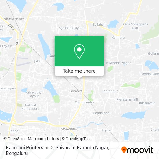 Kanmani Printers in Dr Shivaram Karanth Nagar map