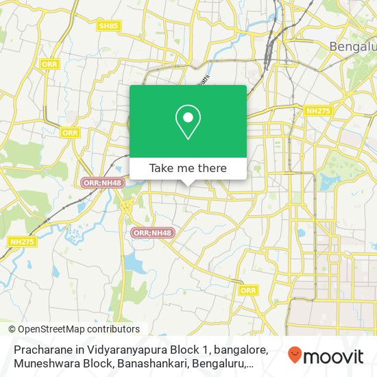 Pracharane in Vidyaranyapura Block 1, bangalore, Muneshwara Block, Banashankari, Bengaluru, Karnata map