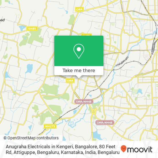 Anugraha Electricals in Kengeri, Bangalore, 80 Feet Rd, Attiguppe, Bengaluru, Karnataka, India map