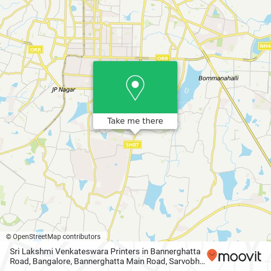 Sri Lakshmi Venkateswara Printers in Bannerghatta Road, Bangalore, Bannerghatta Main Road, Sarvobho map