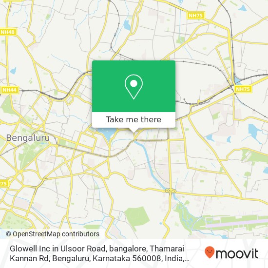 Glowell Inc in Ulsoor Road, bangalore, Thamarai Kannan Rd, Bengaluru, Karnataka 560008, India map