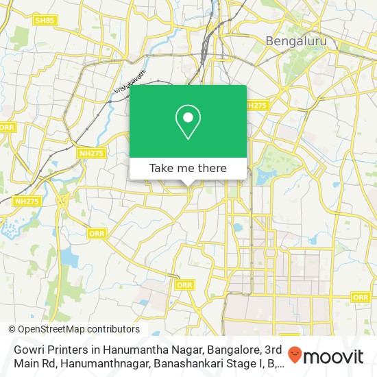 Gowri Printers in Hanumantha Nagar, Bangalore, 3rd Main Rd, Hanumanthnagar, Banashankari Stage I, B map