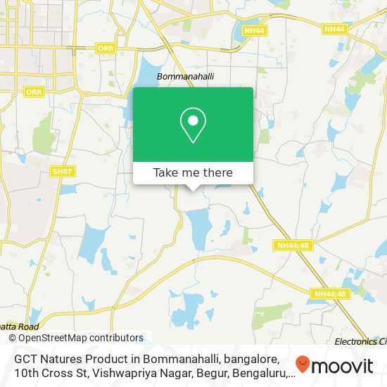 GCT Natures Product in Bommanahalli, bangalore, 10th Cross St, Vishwapriya Nagar, Begur, Bengaluru, map