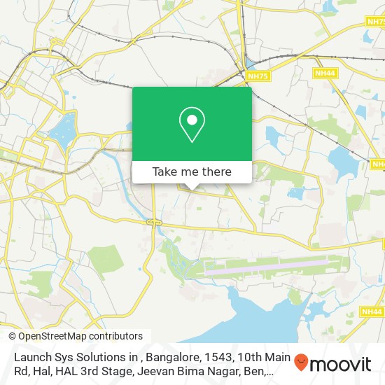 Launch Sys Solutions in , Bangalore, 1543, 10th Main Rd, Hal, HAL 3rd Stage, Jeevan Bima Nagar, Ben map