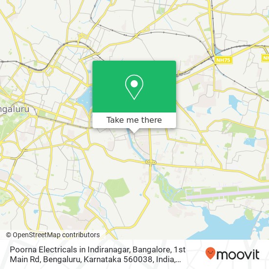 Poorna Electricals in Indiranagar, Bangalore, 1st Main Rd, Bengaluru, Karnataka 560038, India map