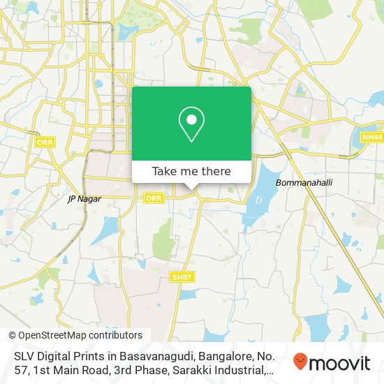 SLV Digital Prints in Basavanagudi, Bangalore, No. 57, 1st Main Road, 3rd Phase, Sarakki Industrial map