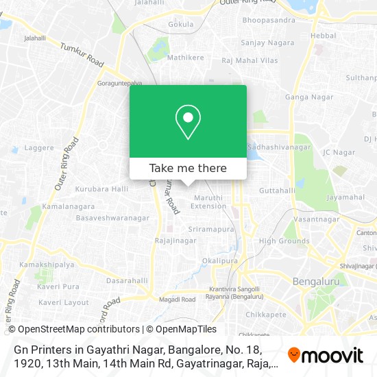 Gn Printers in Gayathri Nagar, Bangalore, No. 18, 1920, 13th Main, 14th Main Rd, Gayatrinagar, Raja map