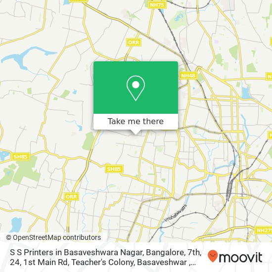 S S Printers in Basaveshwara Nagar, Bangalore, 7th, 24, 1st Main Rd, Teacher's Colony, Basaveshwar map