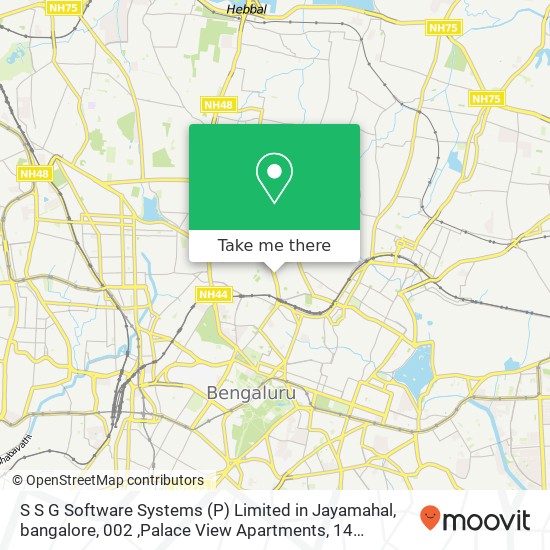 S S G Software Systems (P) Limited in Jayamahal, bangalore, 002 ,Palace View Apartments, 14 jaymaha map