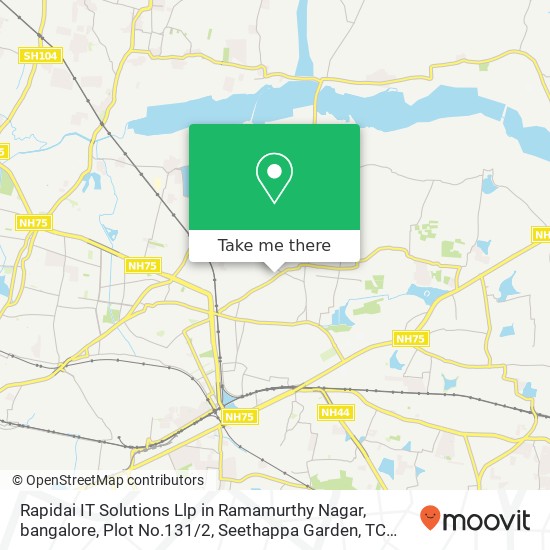 Rapidai IT Solutions Llp in Ramamurthy Nagar, bangalore, Plot No.131 / 2, Seethappa Garden, TC Playa map
