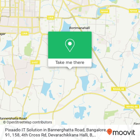 Pixaado IT Solution in Bannerghatta Road, Bangalore, 91, 158, 4th Cross Rd, Devarachikkana Halli, B map